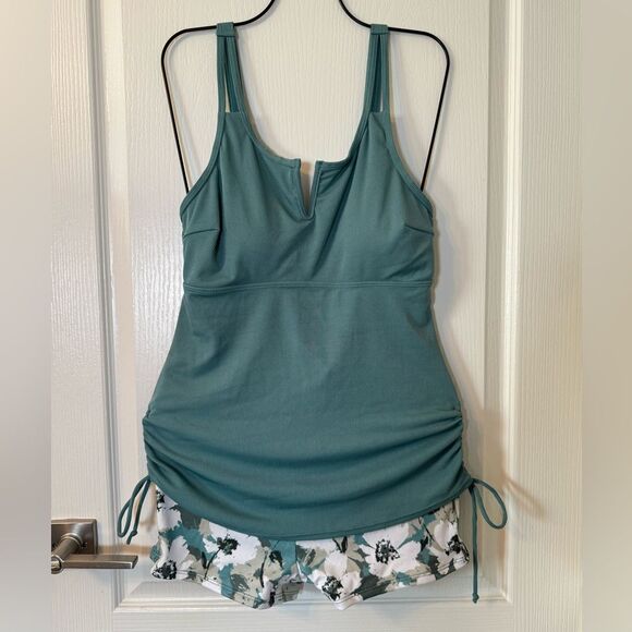 Summer Mae Ribbed Maternity Two-Piece Swimsuit Tankini Silhouette Bloom 8 NWT - Picture 2 of 14